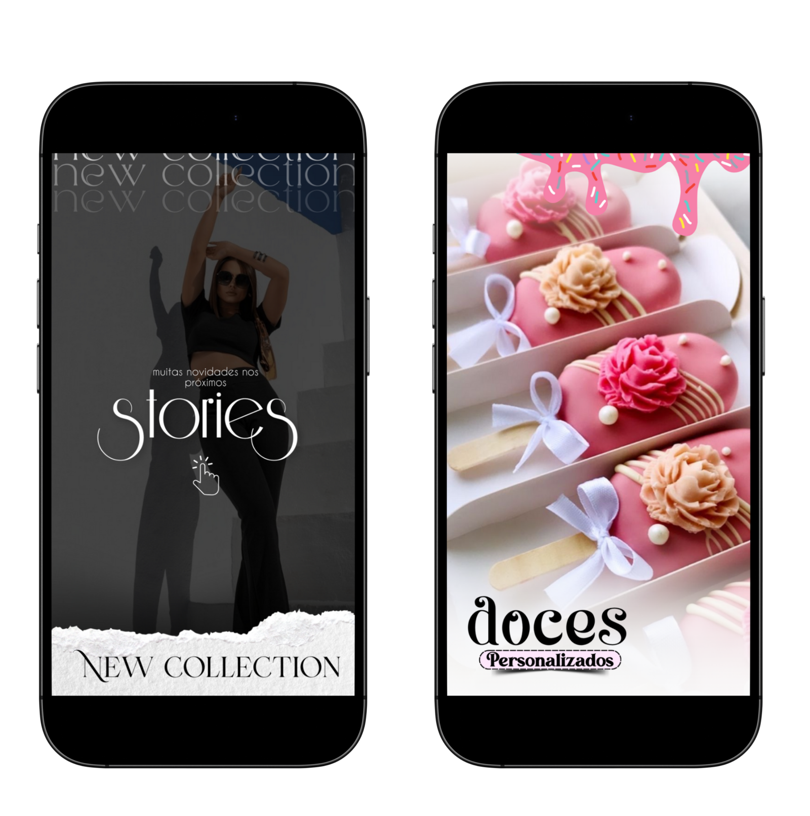 Antes e depois — Stories com figurinhas